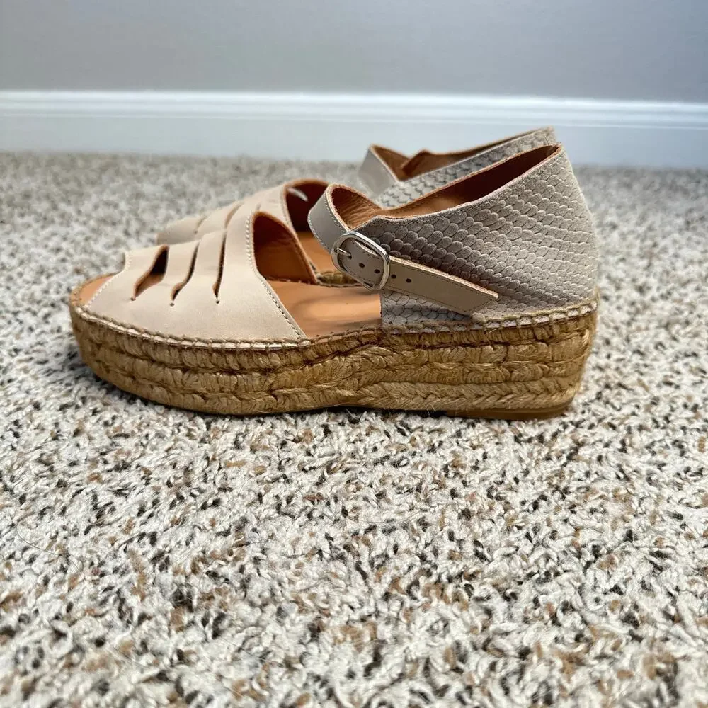 NAGUISA Silencio Platform Espadrille Sandals Anthropologie Ecru Size 36 US 6